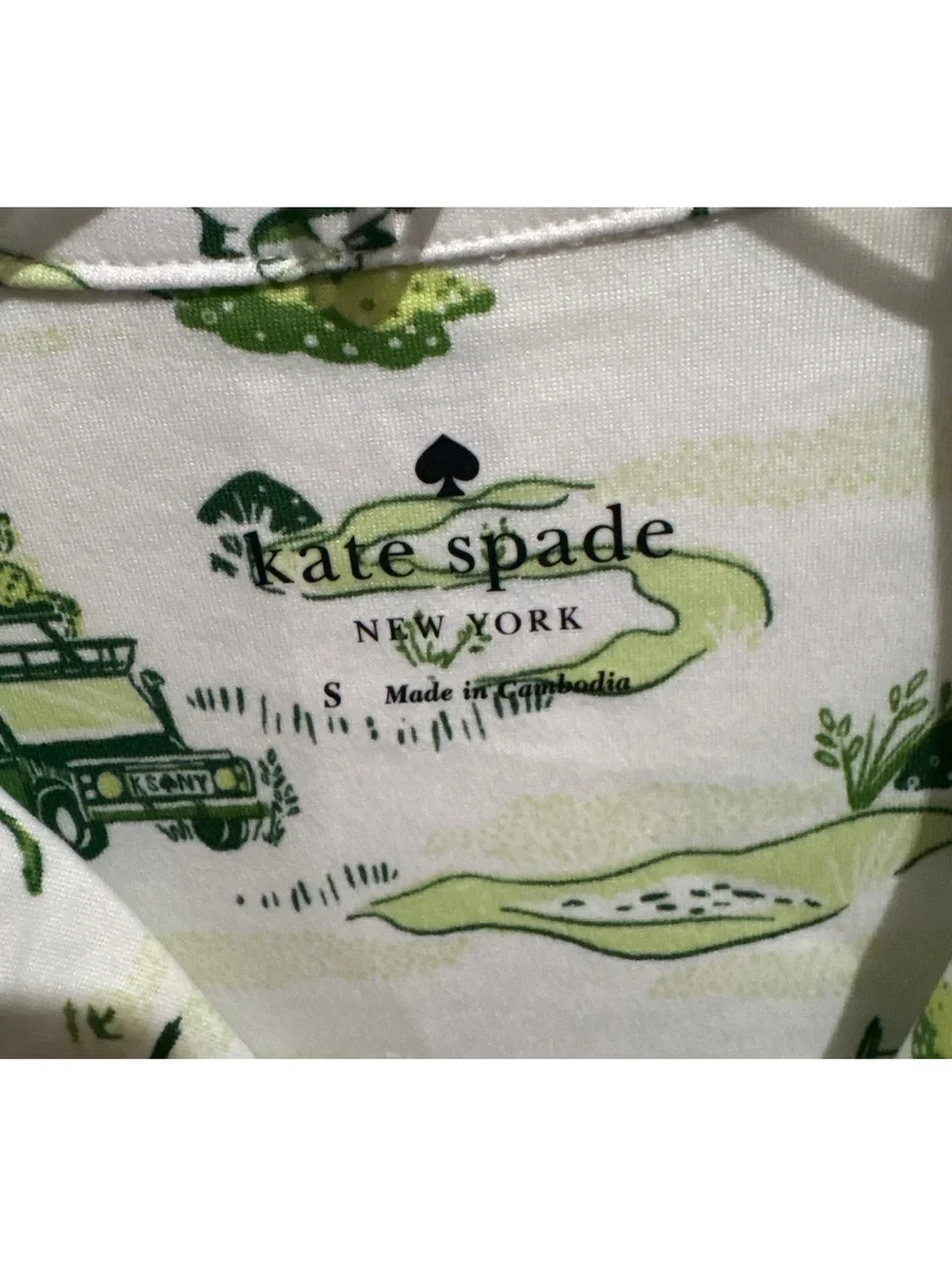 Kate Spade New York Women's Green/White Safari Print 2-Piece Pajama Set Size S